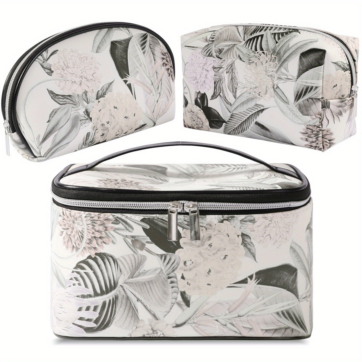 3pcs Large Waterproof Marble Cosmetic Bag Set Organizer Toiletry Bags