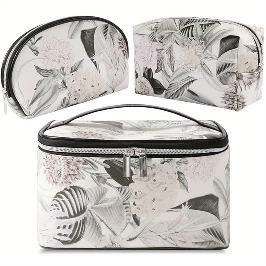 3pcs Large Waterproof Marble Cosmetic Bag Set Organizer Toiletry Bags