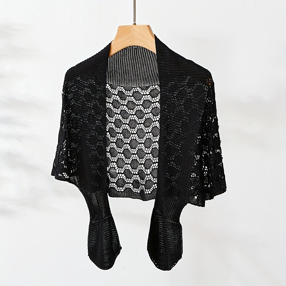 Solid Knitted Shawl Hollow Out Wraps Warm Cape Scarves