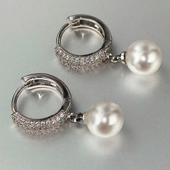 Vintage Freshwater Pearl Drop Earring Zircon Ear Jewelry