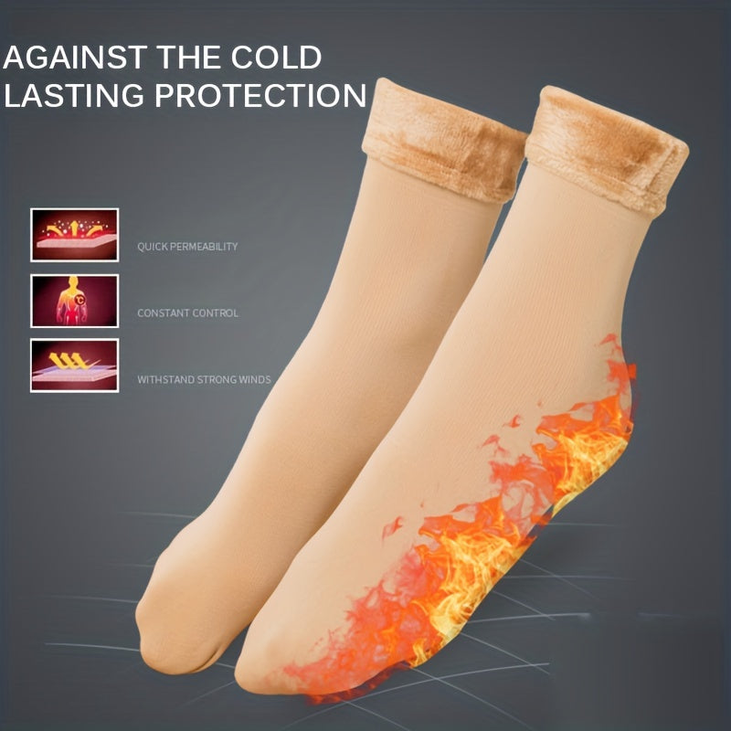 6 Pairs Plush Lined Socks Warm Mid Tube Women's Stockings