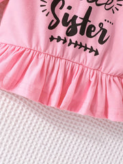 Baby Girls Letters Long Sleeve Top and Floral Pants Set