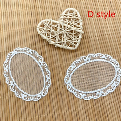 DOLLHOUSE 5 Oval Table Mat Lace Edged Round Placemat Dining Mat