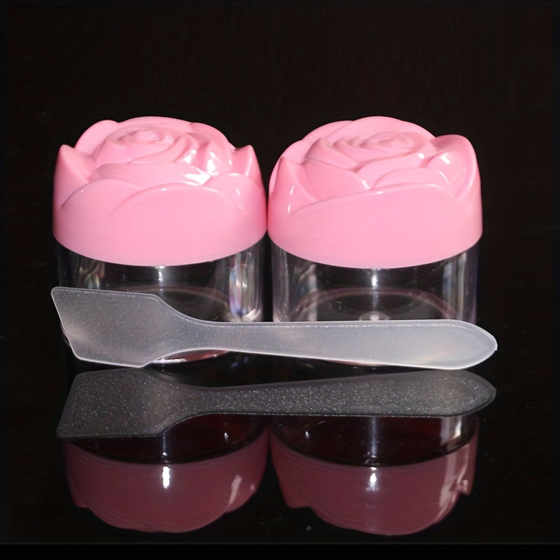 5pcs 20g Plastic Cosmetic Cream Containers With Rose Caps Makeup Sample