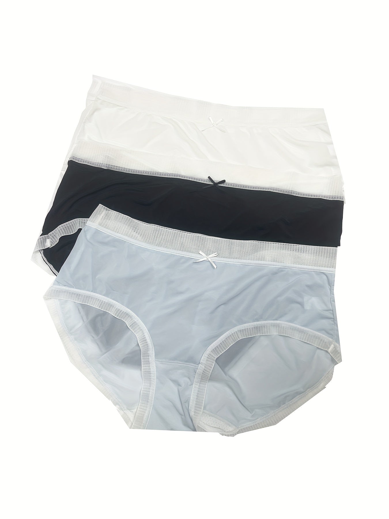 3 Pack Plus Size Cooling Briefs Set with Bow Detail