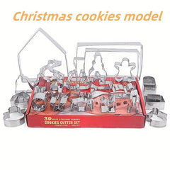 28pcs 3D Christmas Cookie Cutters Set - Xmas Stainless Steel