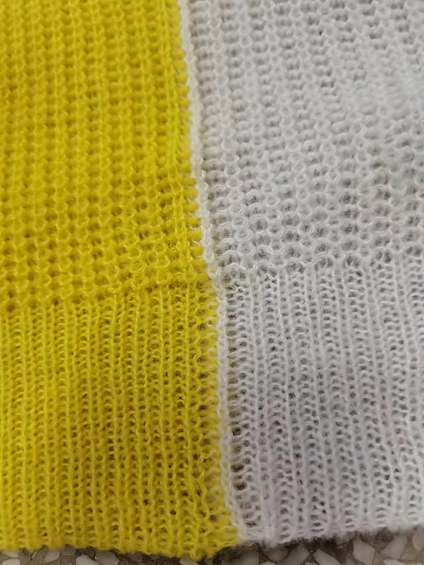  Colorblock Lantern Sleeve Cardigan