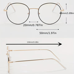 Round Anti Light Glasses Metal Frame Clear Lens Glasses For Women Men Teens