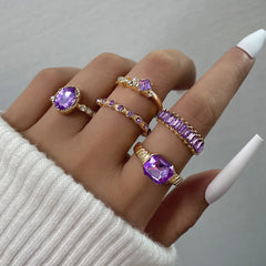Delicate Gemstone Finger Ring Set for Women Girls