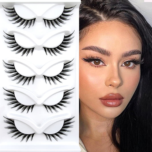 5 Pairs Cat Eye Lashes Fluffy Curling Faux Mink False Eyelashes