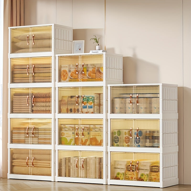 5 Tier Clothes Storage Drawer Plastic Box with Wheels Stackable Toys Basket