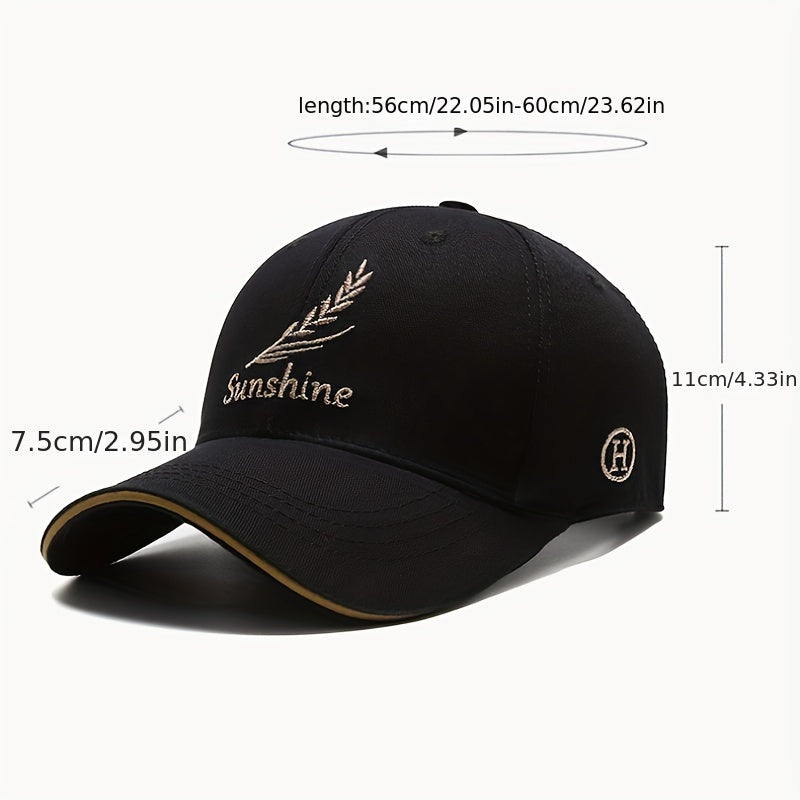 Feather Wheat Embroidery Baseball Cap Solid Cotton Dad Hat Unisex Casual Couple
