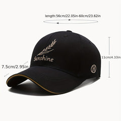 Feather Wheat Embroidery Baseball Cap Solid Cotton Dad Hat Unisex Casual Couple