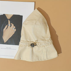 Thin Bucket Hat Drawstring Breathable Outdoor Cap Women Sun Beach