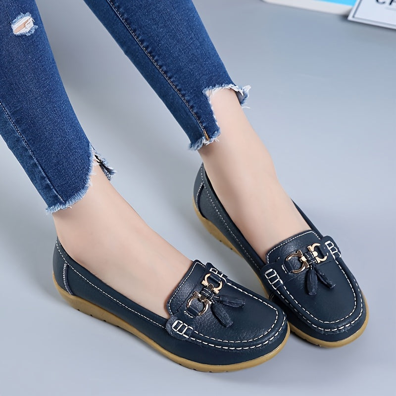 Women's Low Wedge Loafers Lightweight Slip On Shoes Soft Flats