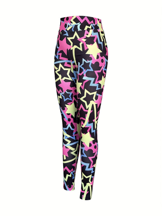 Pentagram Star Print Yoga Pants High Waist Leggings Women's Activewear