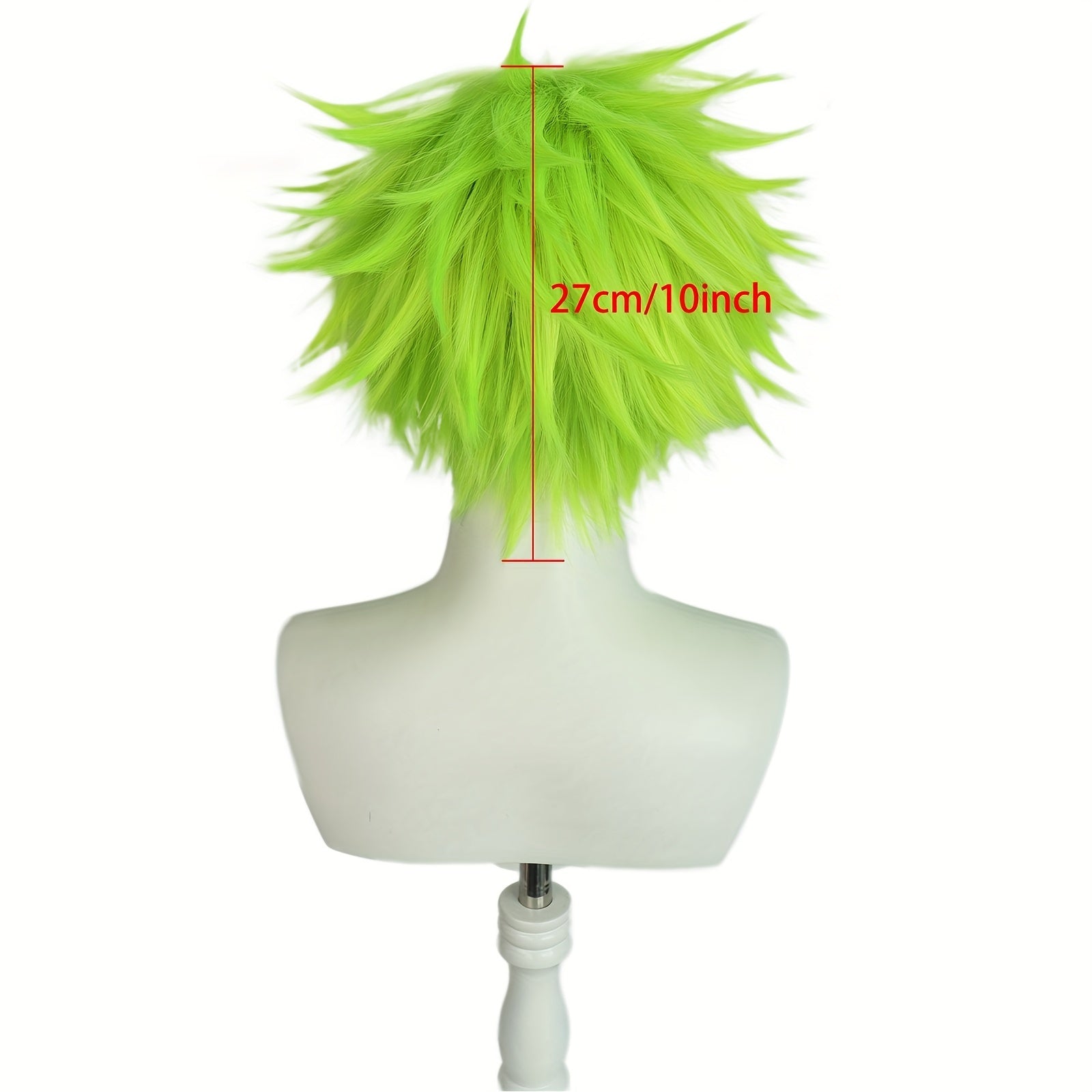 Short Lime Green Cosplay Wig Synthetic Fiber + Wig Cap