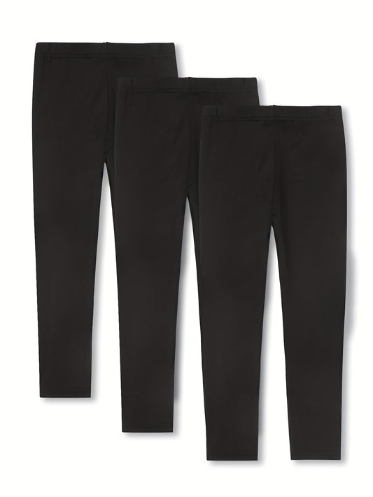3pcs Girls' Thin Tight Leggings For Outerwear Slim Fit Long Pants