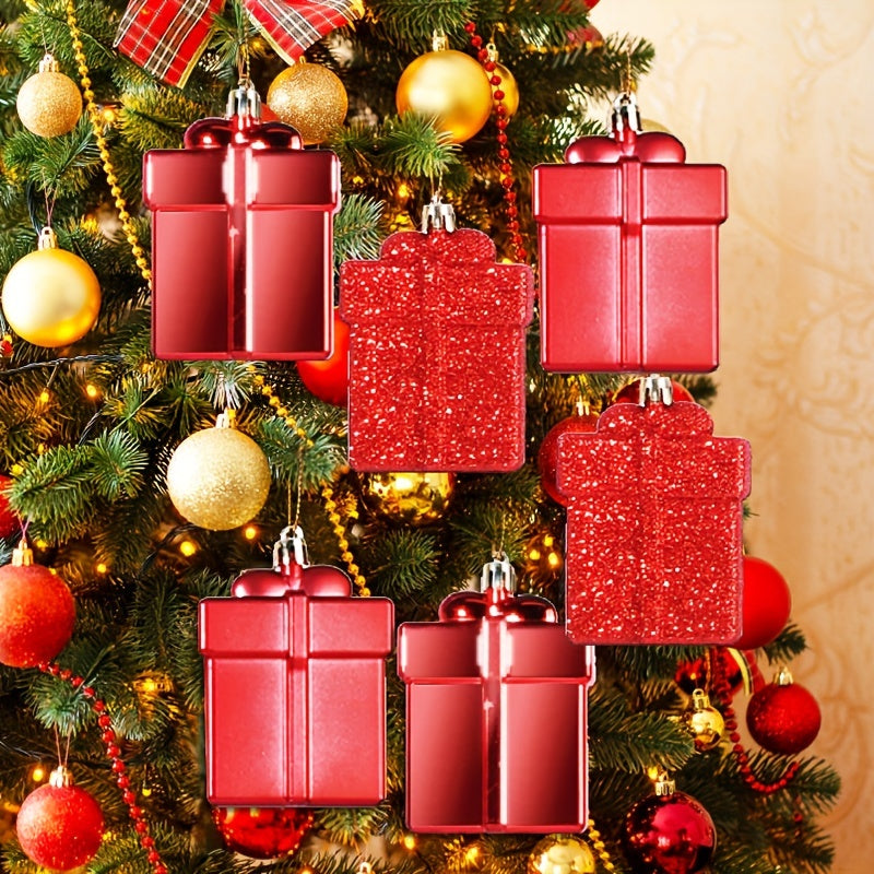 6pcs Red Gift Bag Christmas Tree Pendant Family Party Decorations