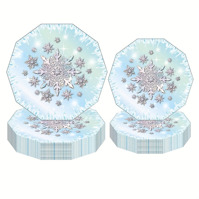 Snowflake Party Tableware Set - Plates, Cups & Napkins for Birthdays