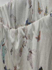  Butterfly Print Straight Leg Pants With Pockets