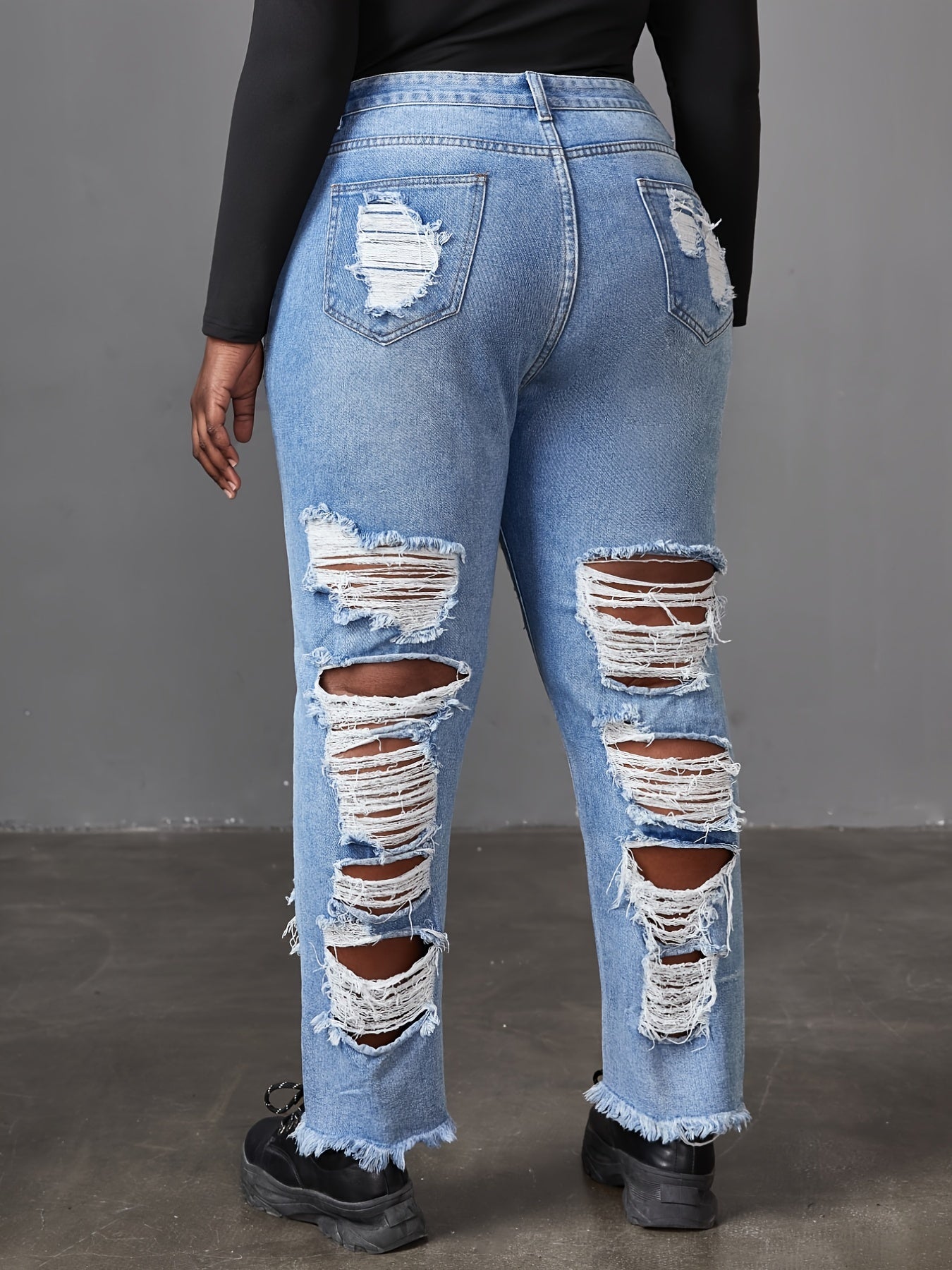  Distressed Straight Leg Jeans Y2K Style