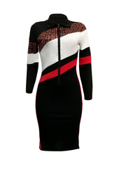  Colorblock Bodycon Dress High Stretch