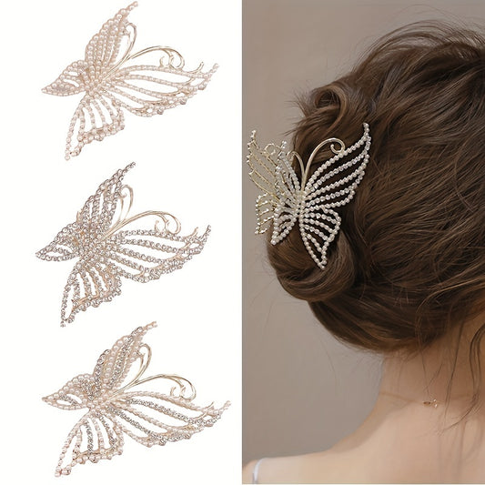 3pcs Pearl Butterfly Hair Clip for Women
