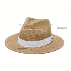 Wide Brim Paper Woven Sun Hat Adjustable Sweat Band