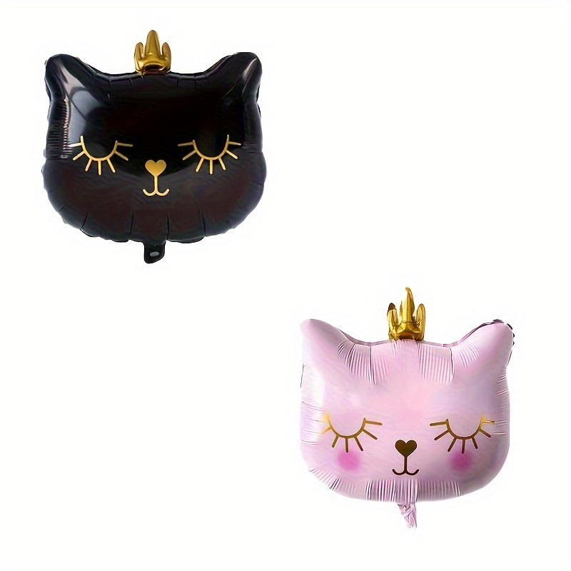 2pcs Crown Cat Balloons Pet Birthday Party Decorations