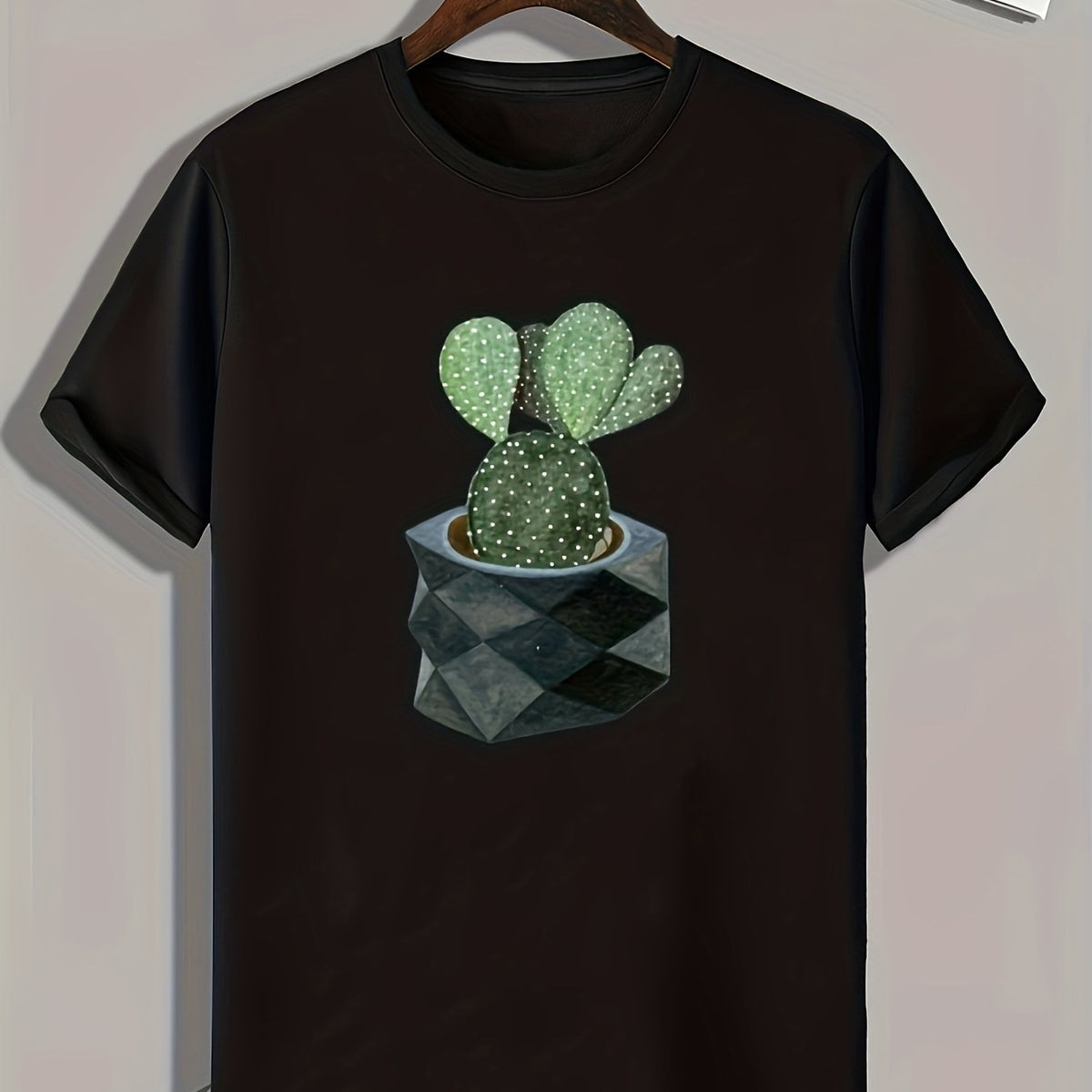 Cactus Print Men's Graphic T-Shirt for Summer