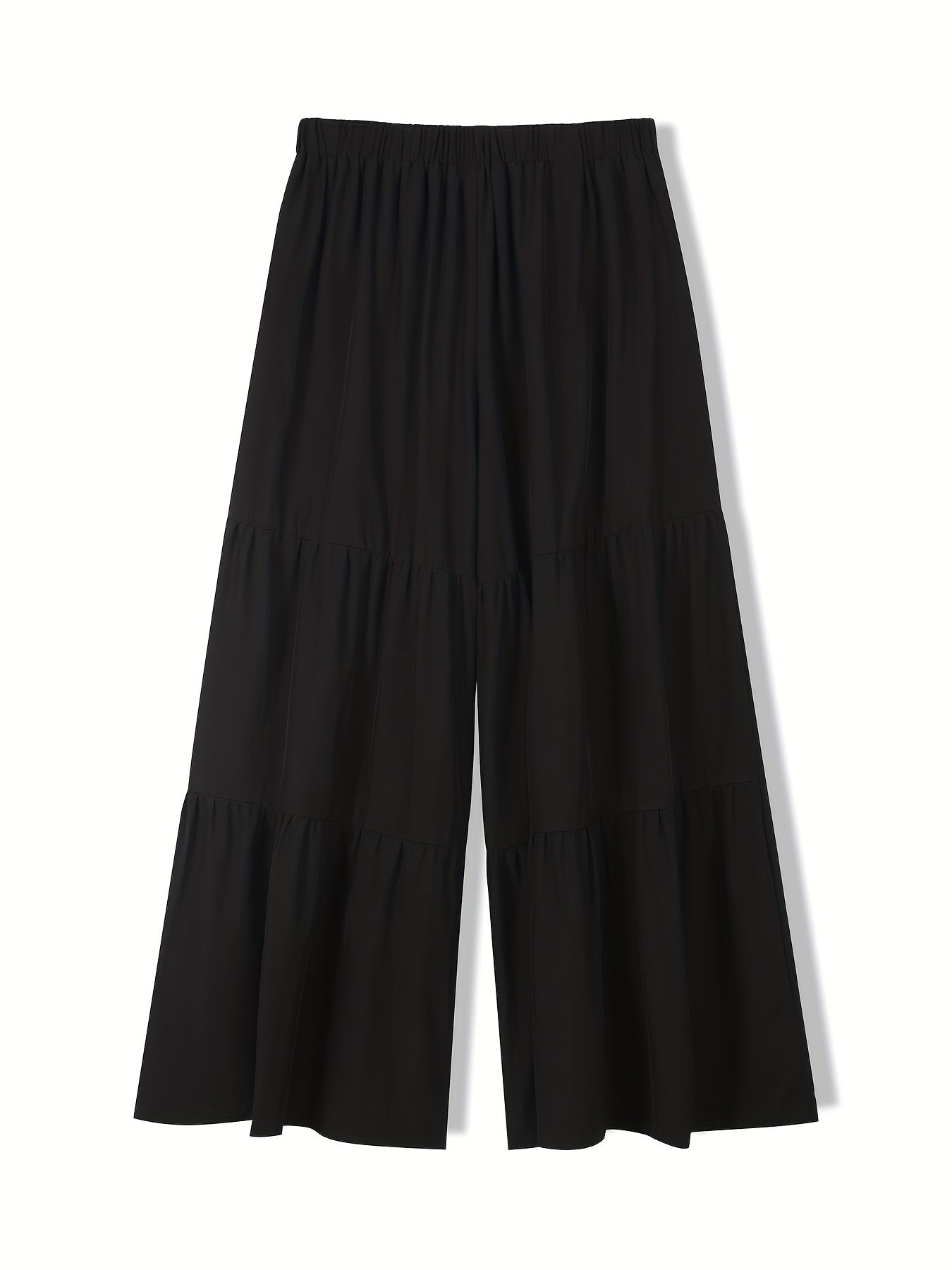  Solid High Rise Smock Wide Leg Trousers