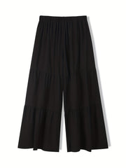  Solid High Rise Smock Wide Leg Trousers