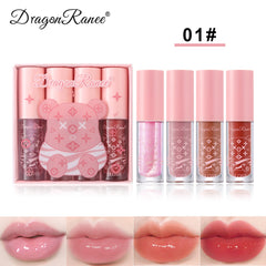 4pcs Gift Set Mini Lip Gloss Lip Glaze Matte Finish Perfect Gift Women