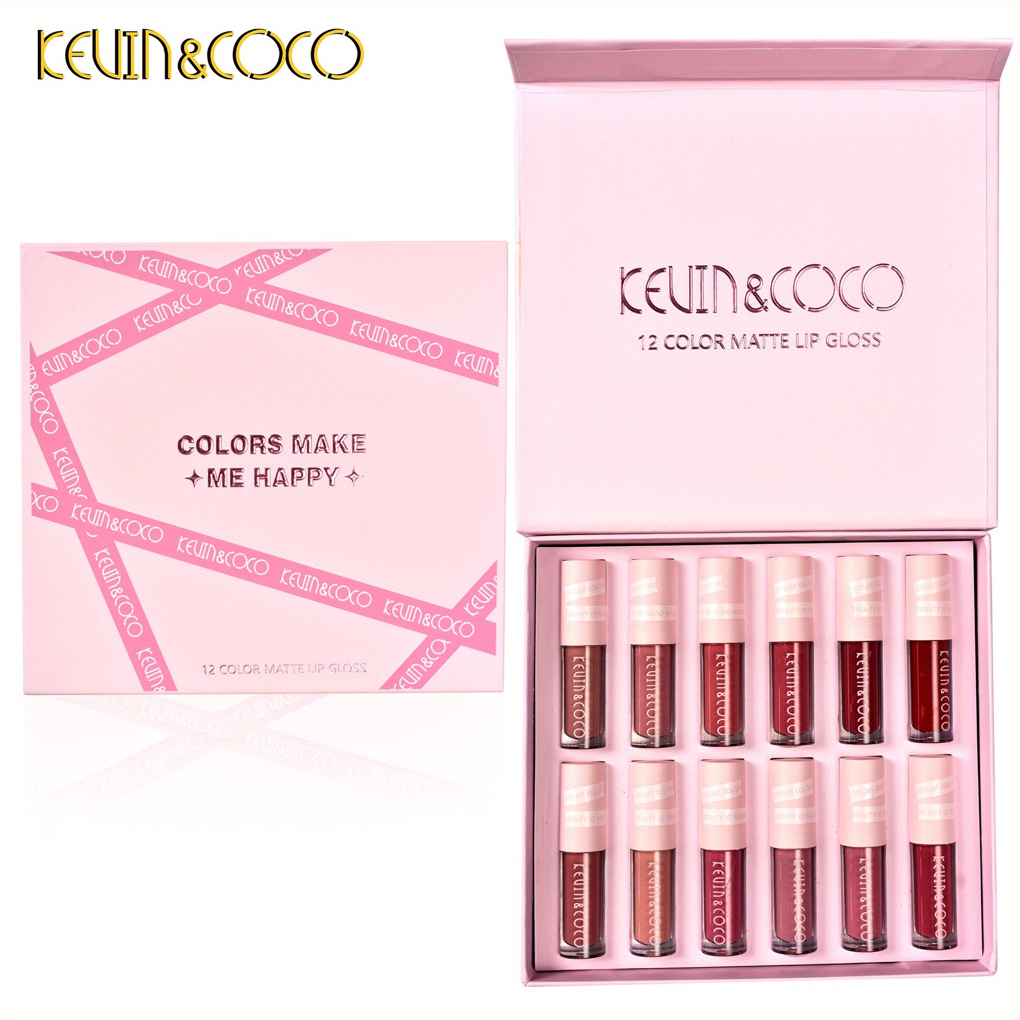 12-Piece Lip Gloss Set: Matte, Velvet, Dewy Finish