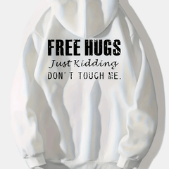 Hugs Print Zip Up Hoodie Casual Sweatshirt