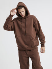 Men's Coffee Hoodie Casual Polyester & Cotton Hooded Sweatshirt
