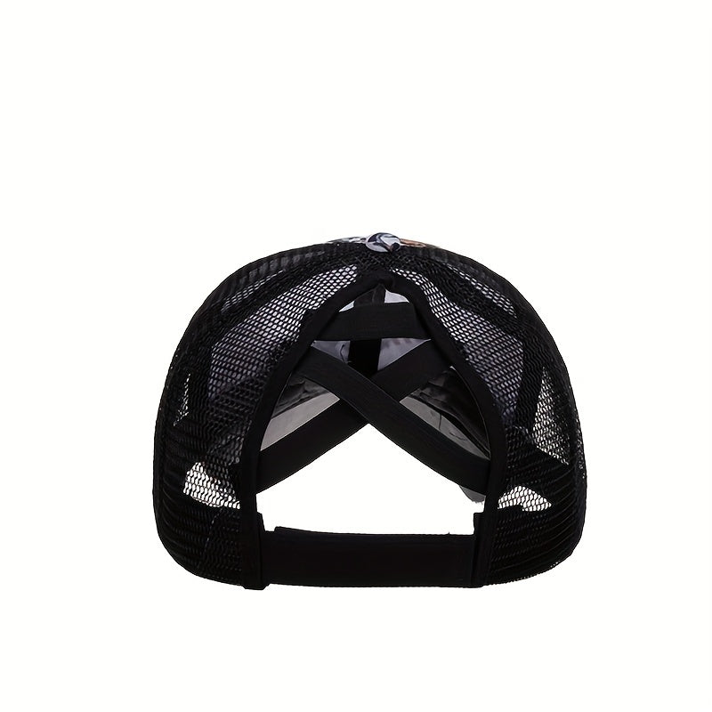 Ponytail Trucker Hat Horse Print Mesh Dad Hat For Women