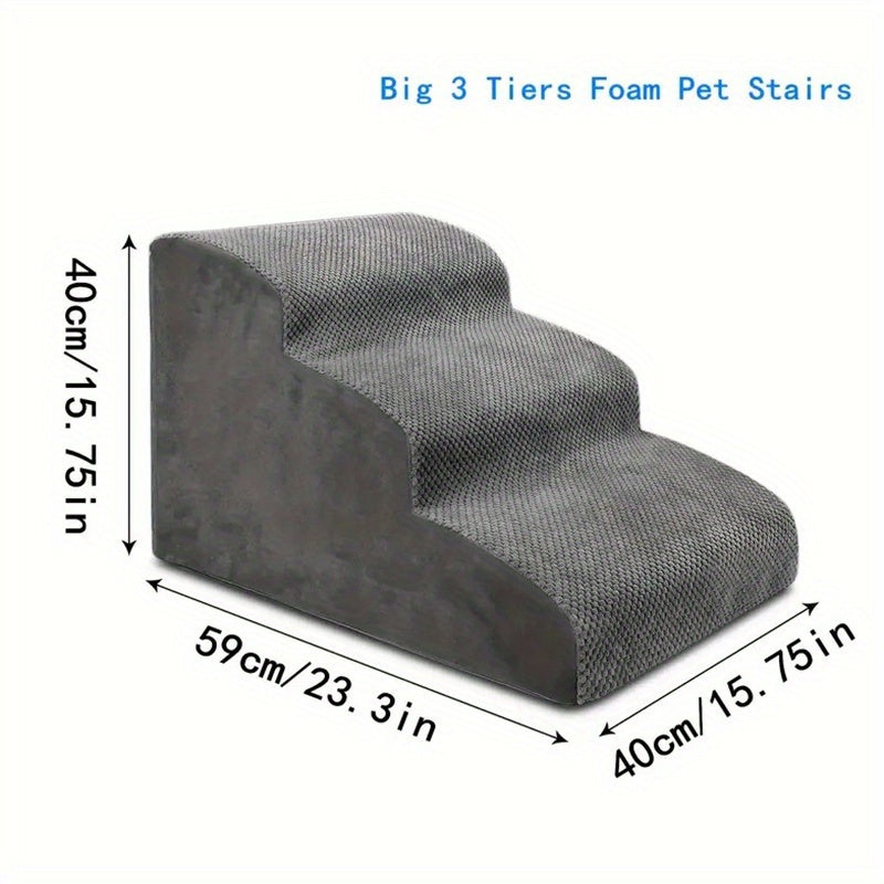 3-Step Pet Stairs for High Beds and Couch, Folding Dog Steps