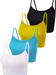 4 Pack Basic Crop Tops Sleeveless Cami Summer Essentials