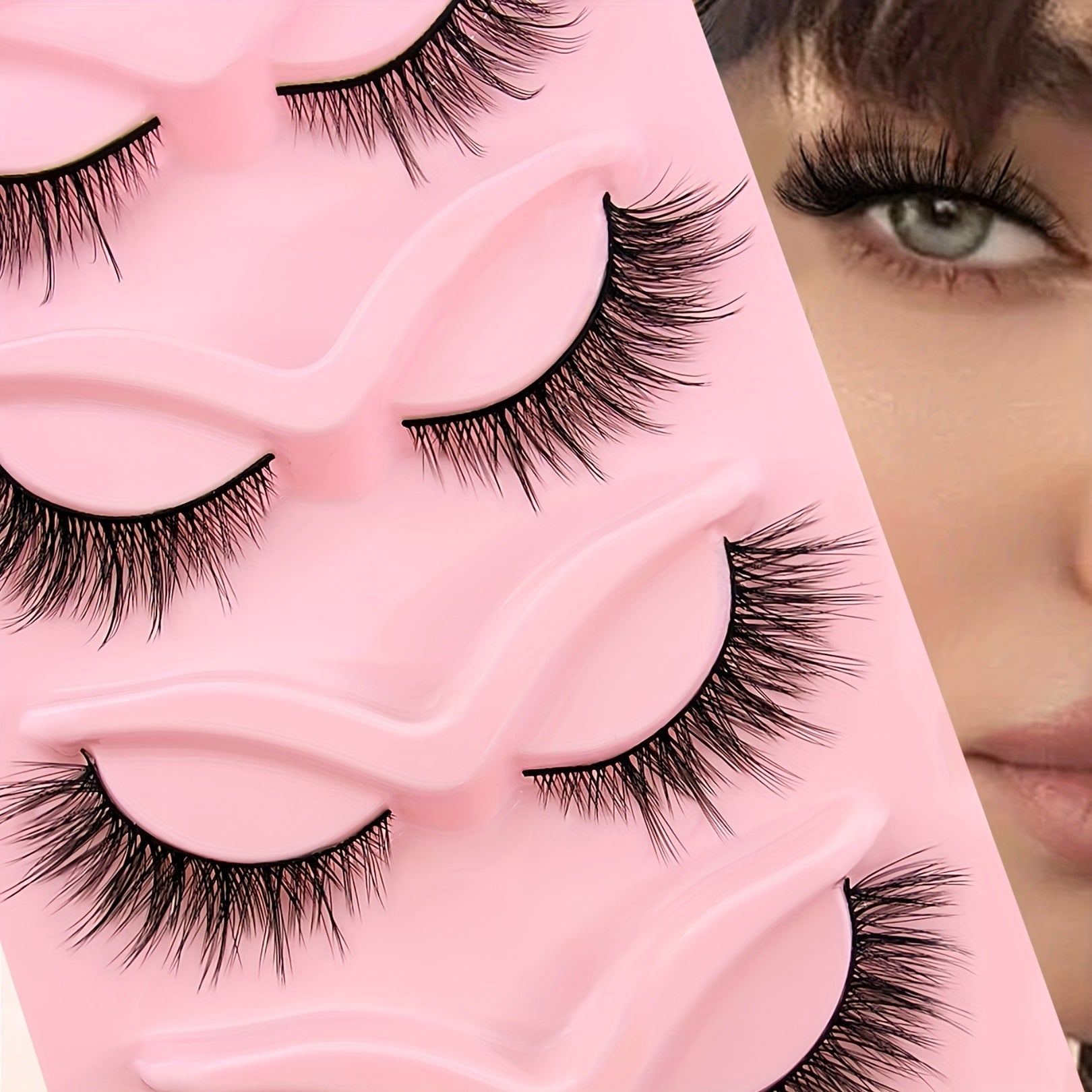 5 Pairs Cat Eye Lashes Fluffy False Eyelashes Natural Faux Mink