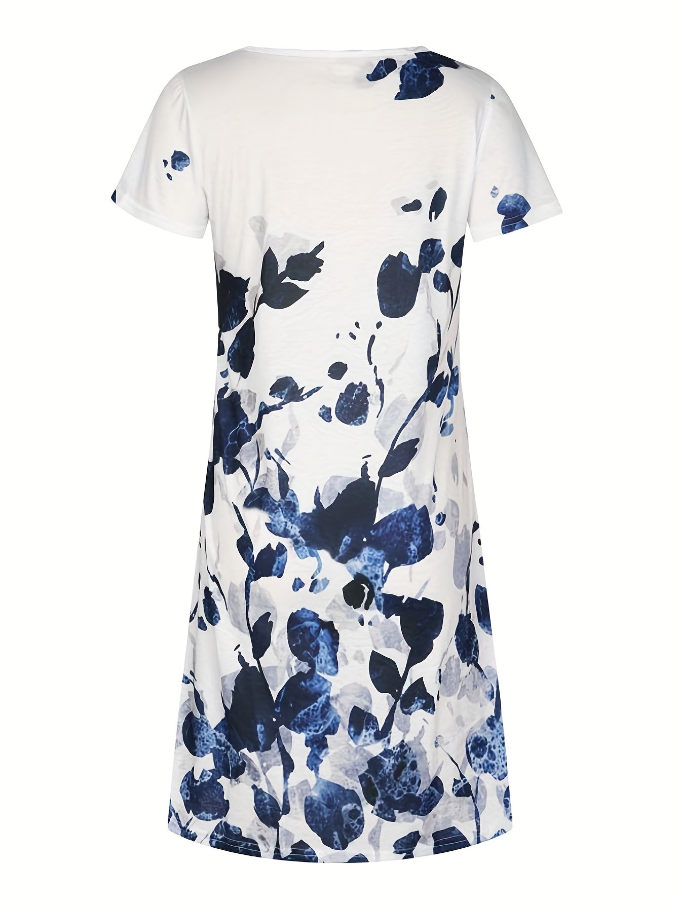 Floral Print V Neck Casual Short Sleeve Dress