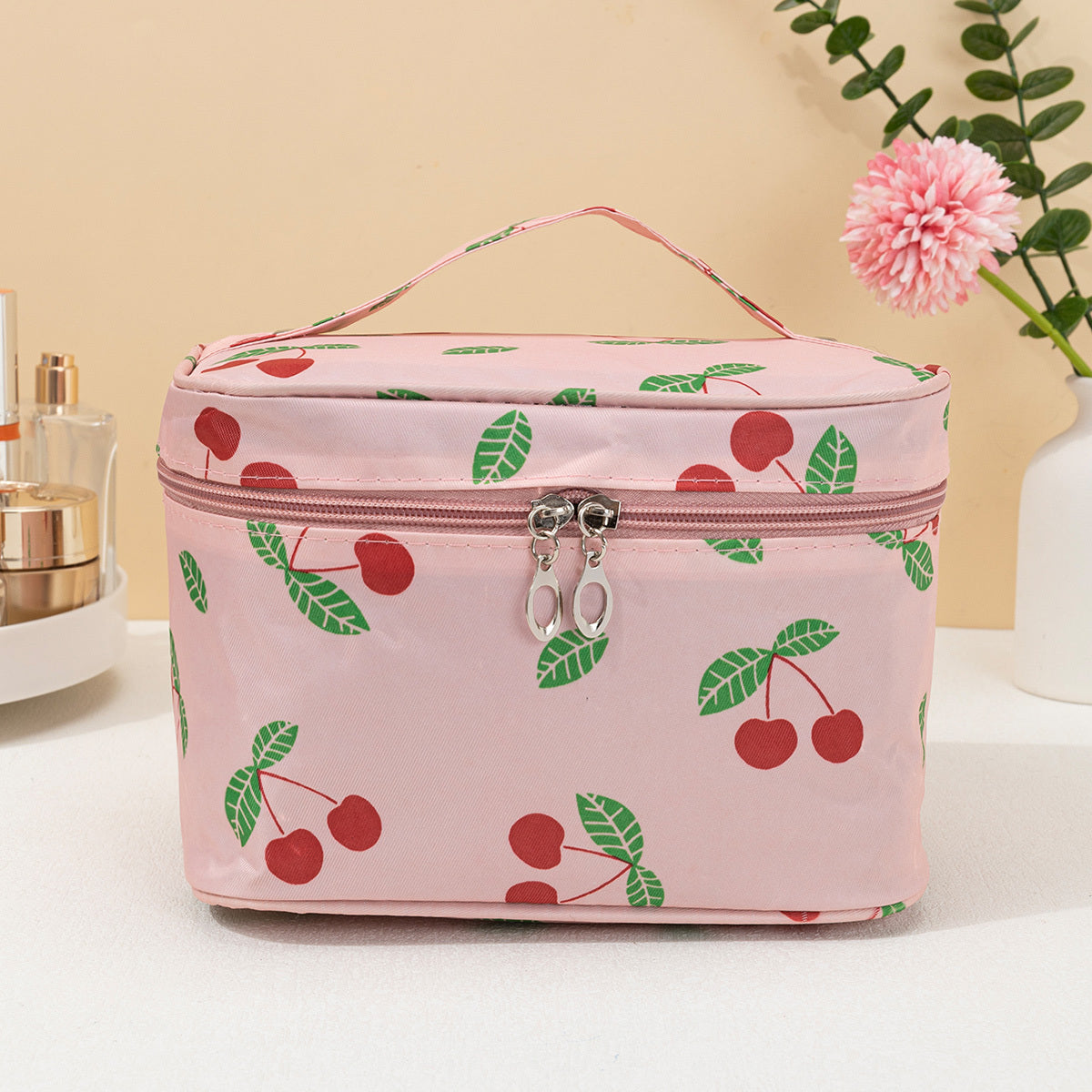 Portable Makeup Storage Bag with Mesh Pocket Waterproof