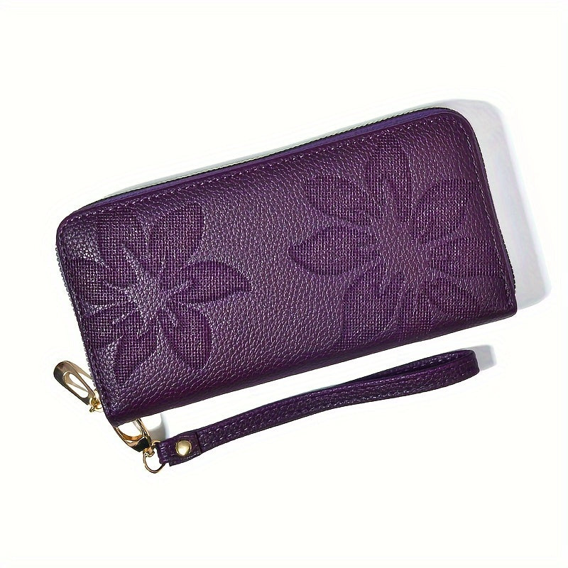 Women's Long Wallet Coin Purse Retro Flower Handheld Large Capacity Purse