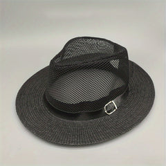 Mesh Hollow Fedora Belt Sun Hat Unisex Outdoor Beach Hats