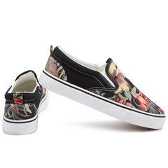 Floral Print Canvas Slip-On Casual Shoes Women's Comfy Flat Footwear