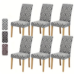 6pcs Printed Elastic Dining Chair Cover Slipcovers Home Decor