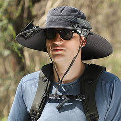 Summer Sun Hat with Solar Fan for Outdoor Activities