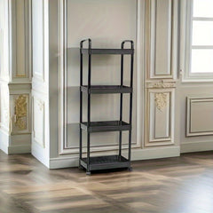 1pc Movable Kitchen Storage Rack with Wheels Metal and Plastic