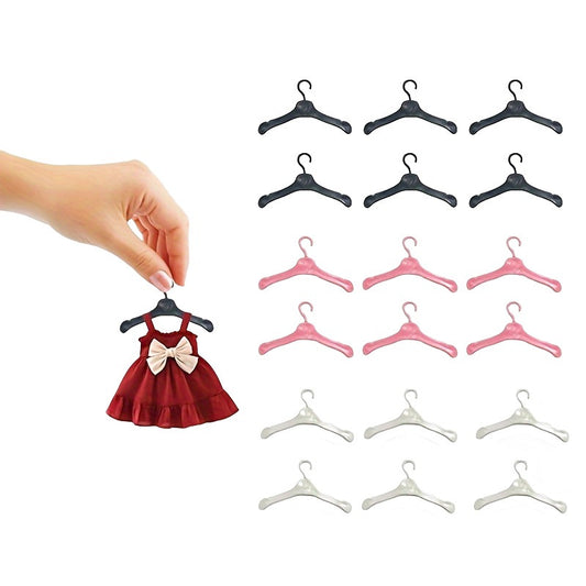 10pcs Doll Hangers Set for Dollhouse Clothing Storage, Assorted Colors